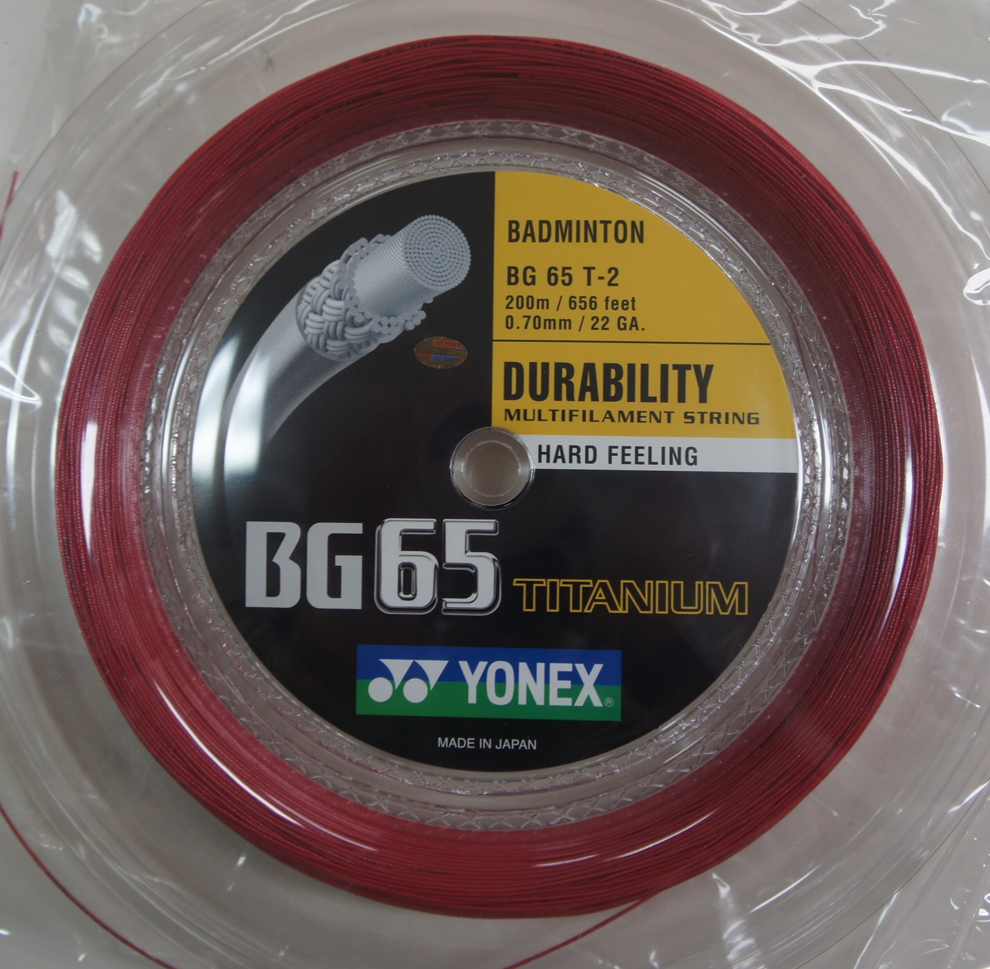 YONEX BG65Ti Badminton Coil String, (200m) - Red